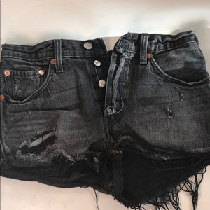 Levi’s Black Distressed Denim Cutoff Shorts